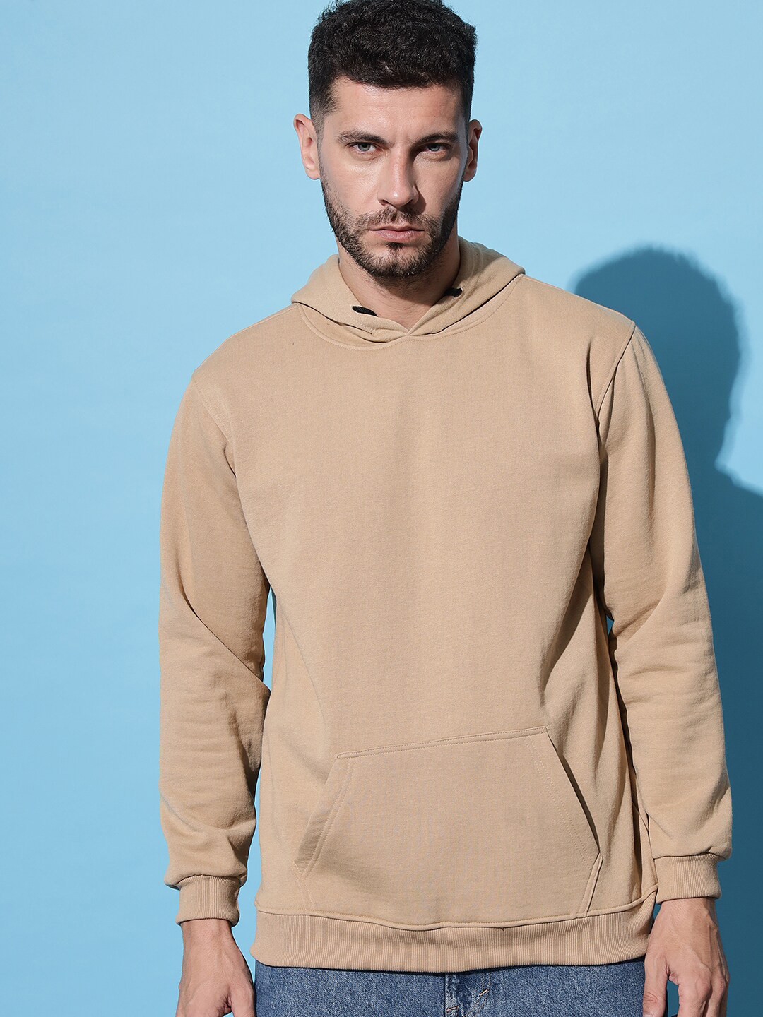 

Imsa Moda Hooded Long Sleeves Fleece Sweatshirt, Beige