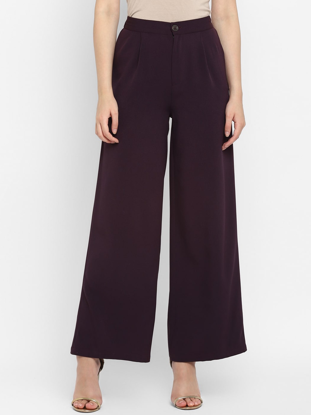 

Taurus Women Mid-Rise Flared Parallel Trousers, Maroon