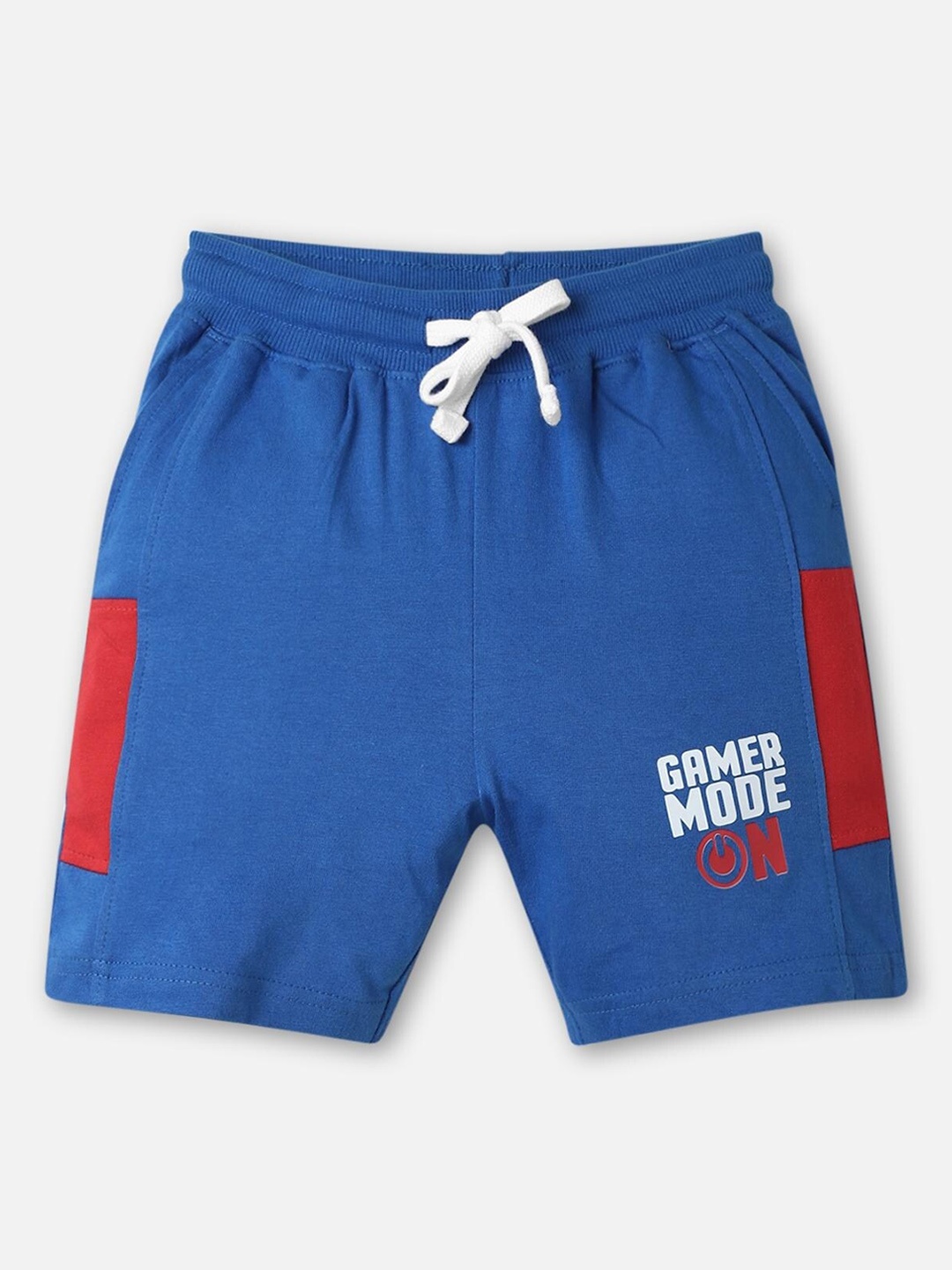 

UrbanMark Boys Colourblocked Mid Rise Pure Cotton Shorts, Blue