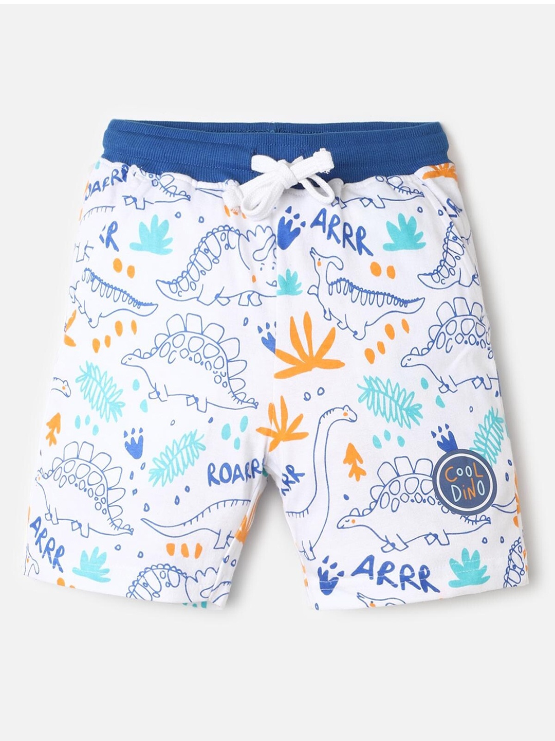 

UrbanMark Boys Conversational Printed SMid Rise Pure Cotton Shorts, White