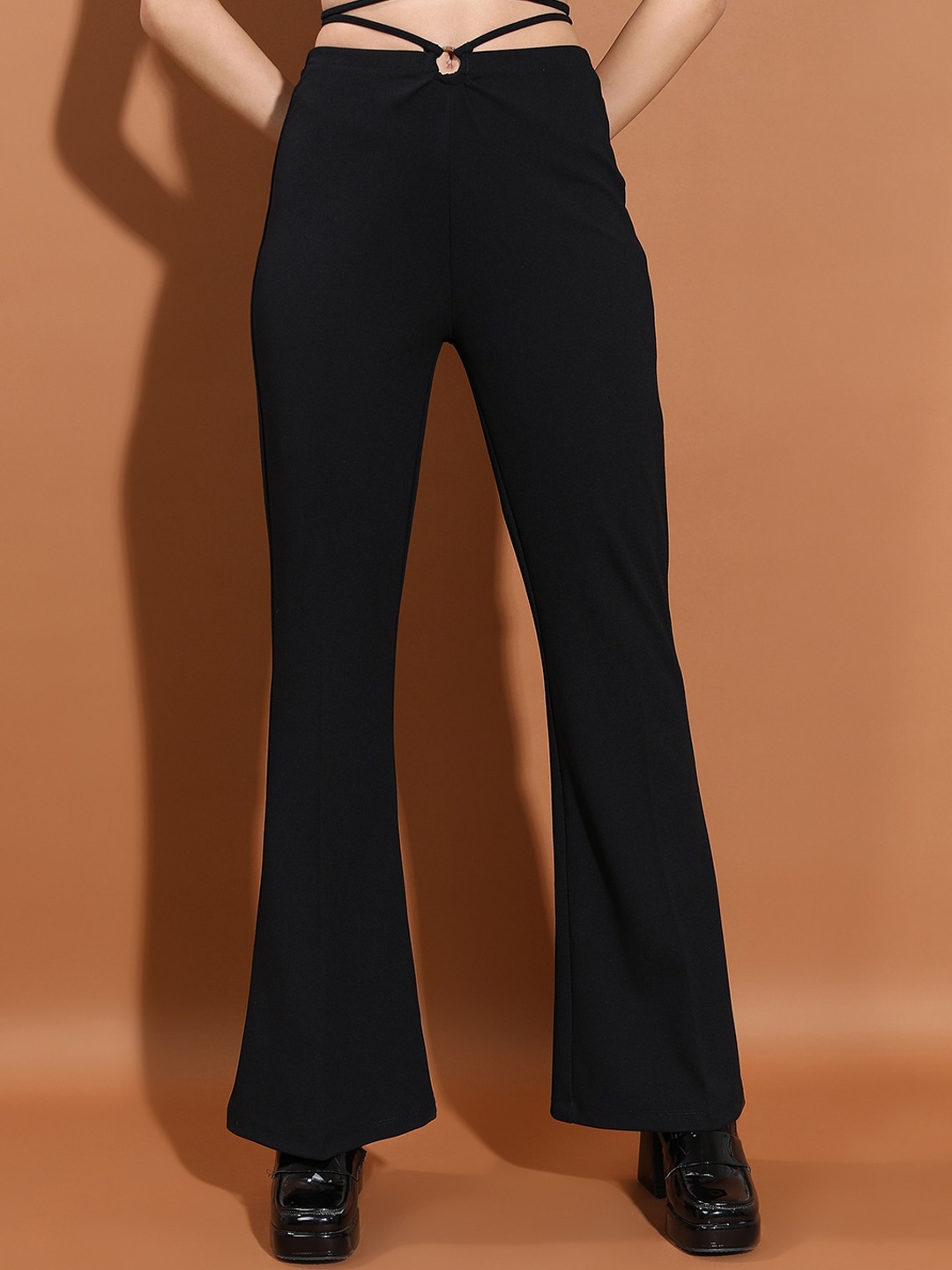 

Tokyo Talkies Women Flared Trousers, Black