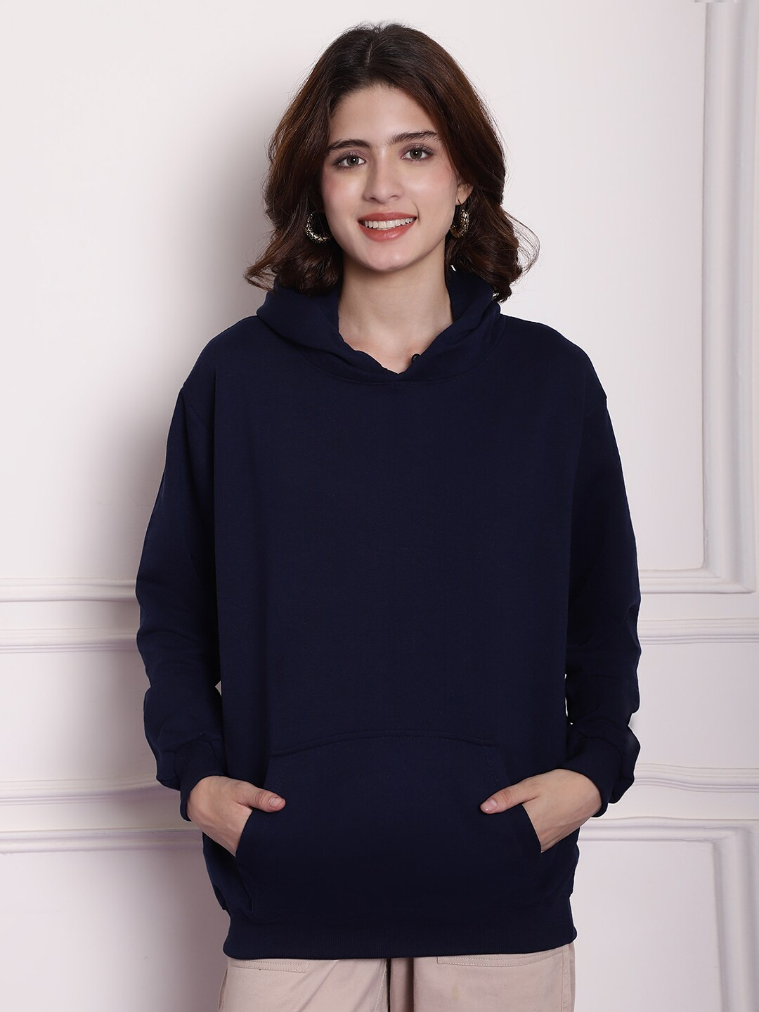 

Imsa Moda Women Navy Blue Hooded Sweatshirt
