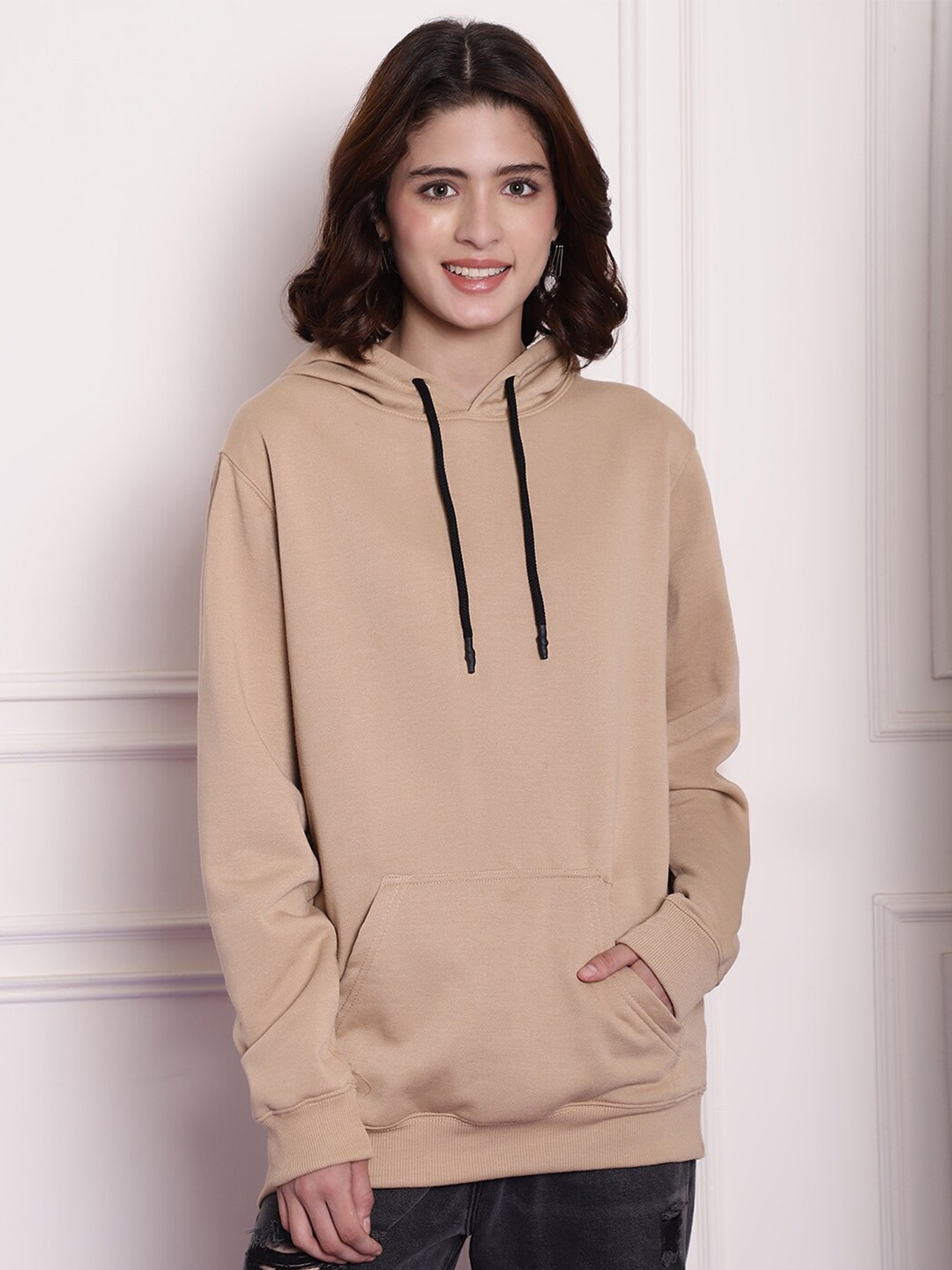 

Imsa Moda Women Khaki Hooded Sweatshirt