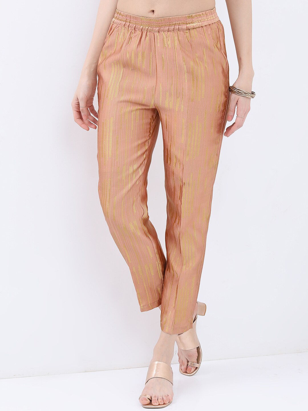 

KETCH Women Pink Mid-Rise Cropped Peg Trousers