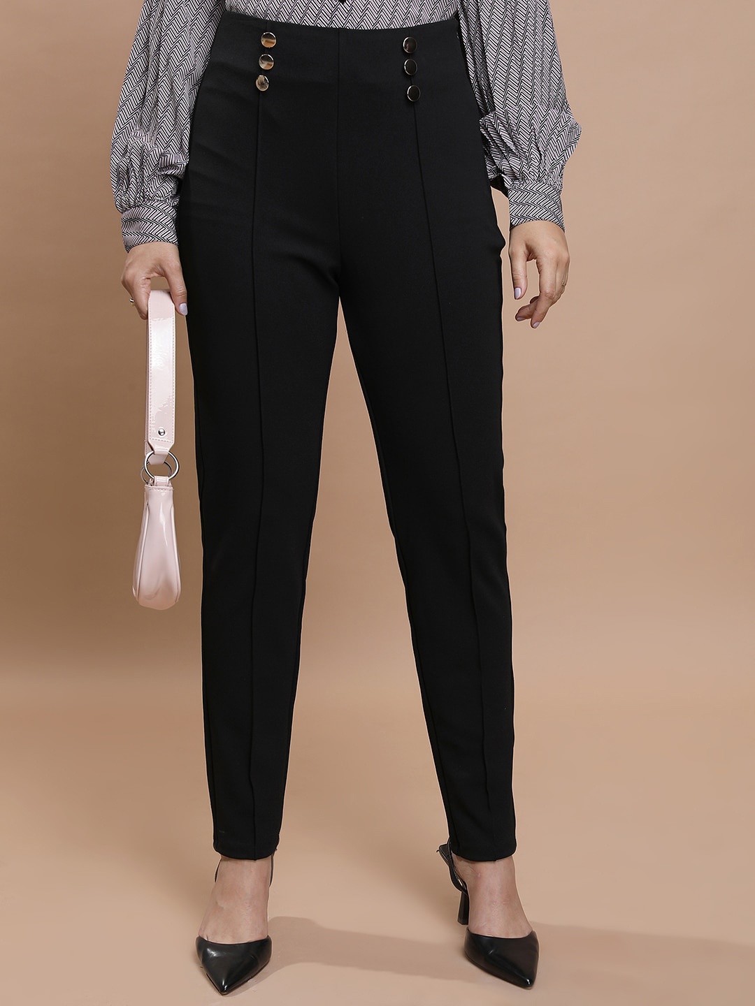

KETCH Women Mid Rise Slim Fit Trousers, Black