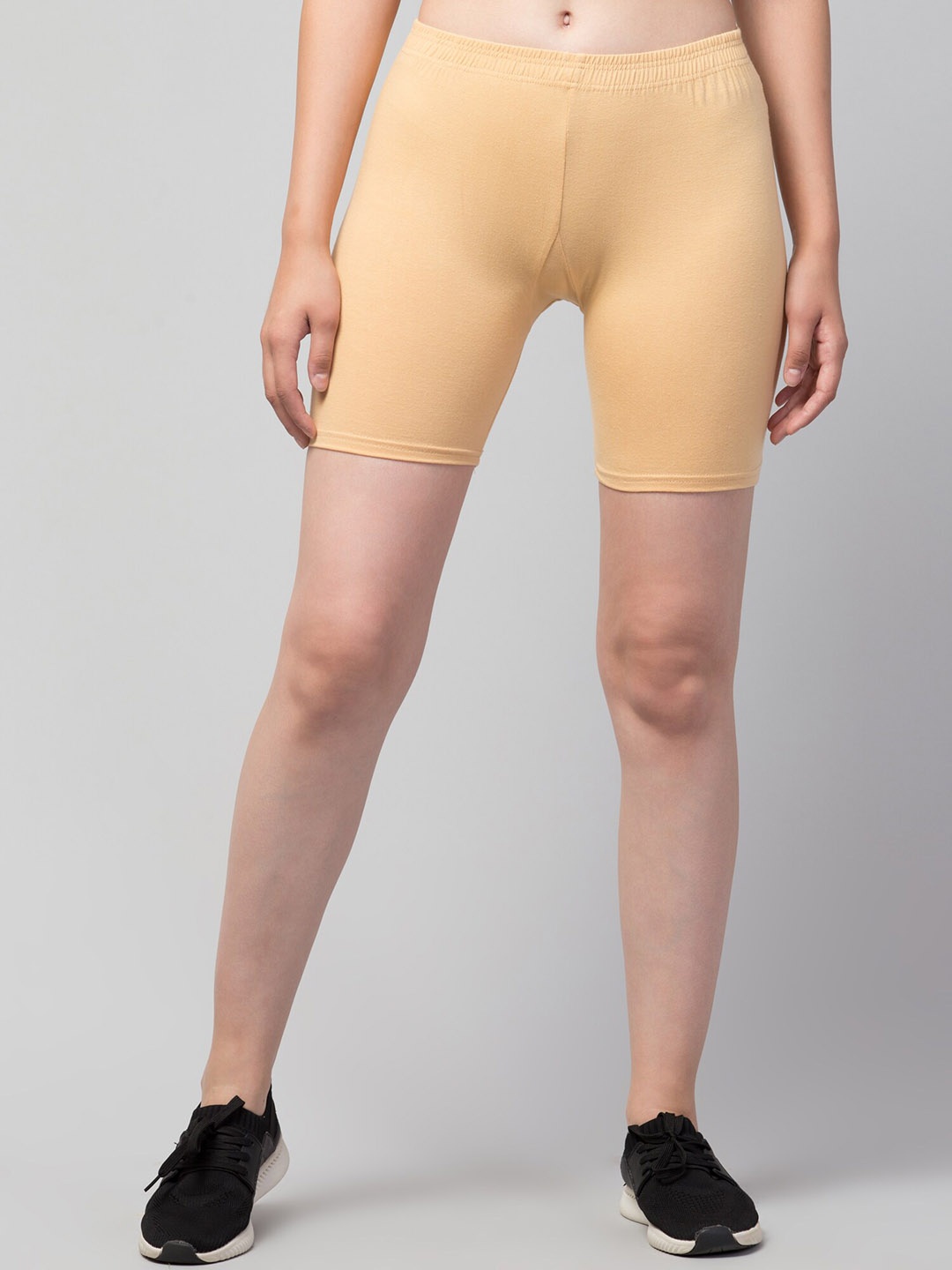 

A-Okay Women Mid-Rise Skinny Fit Pure Cotton Cycling Shorts, Beige