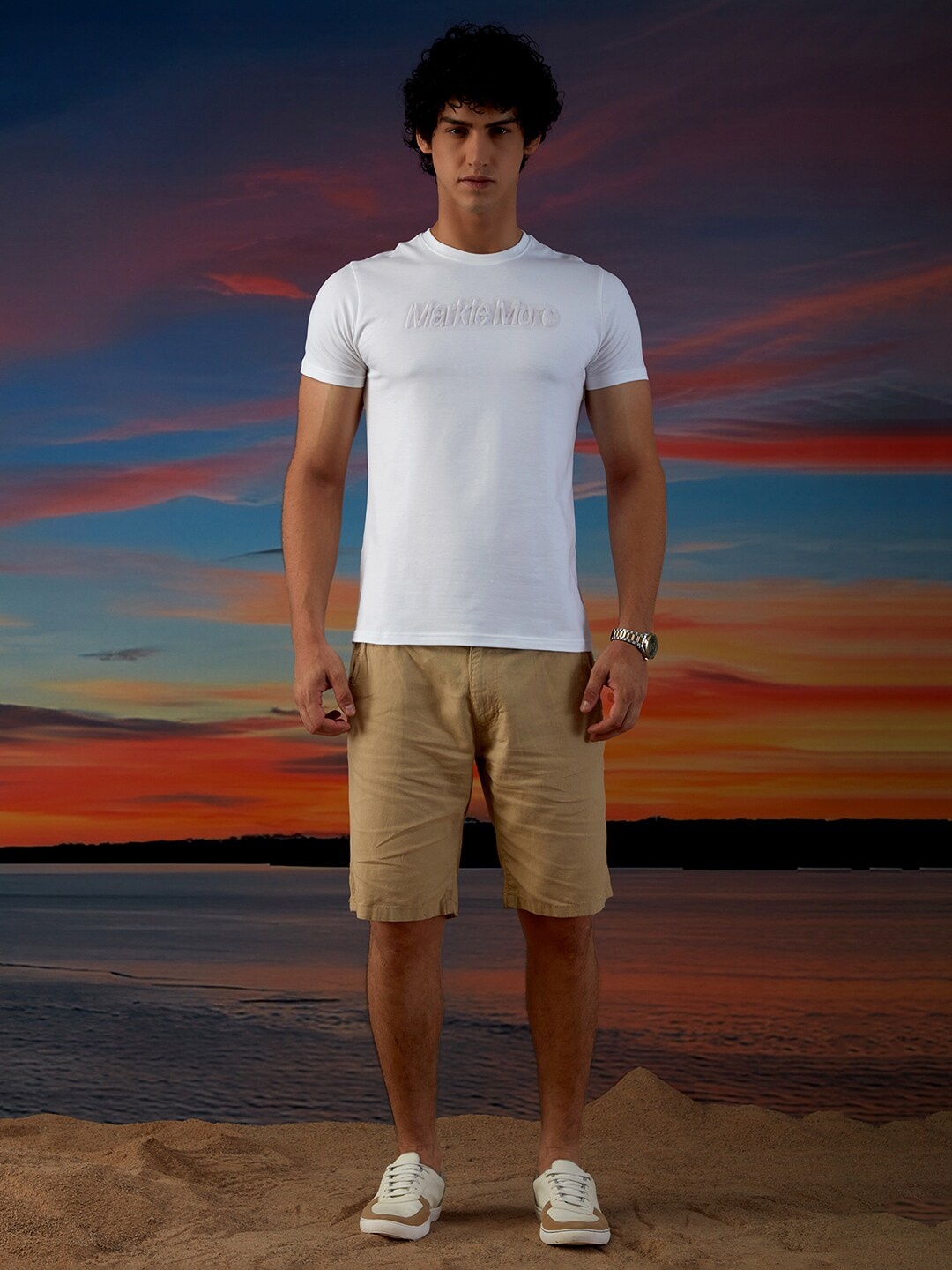 

Markle Moro Slim Fit Cotton Casual T-shirt, White