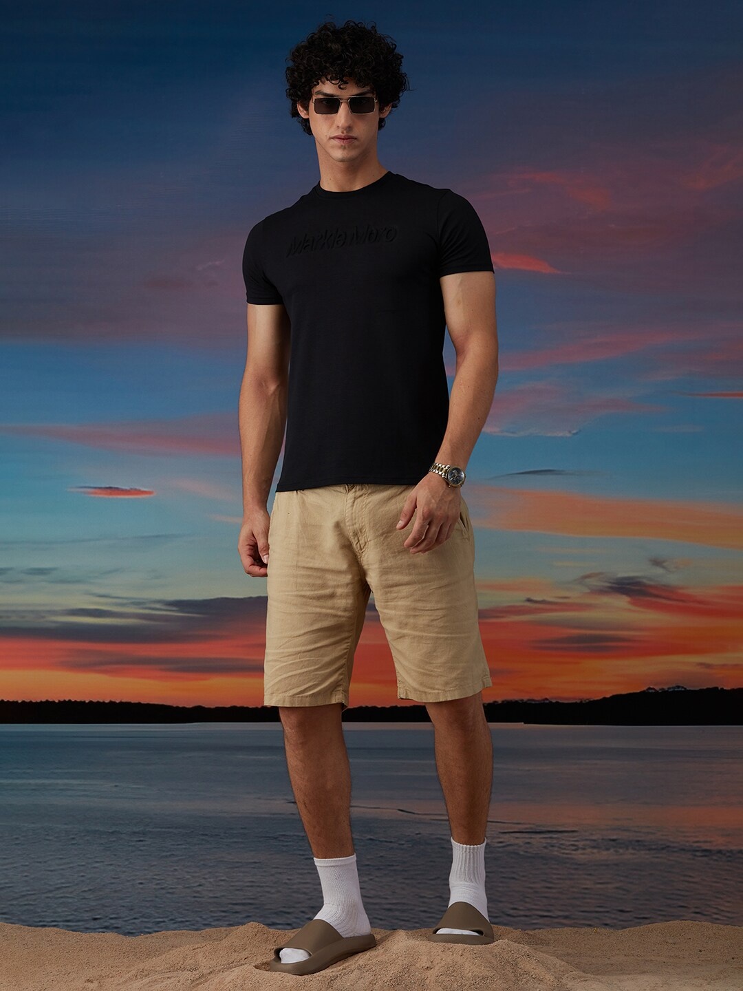 

Markle Moro Embossed Detail Slim Fit Cotton T-shirt, Black