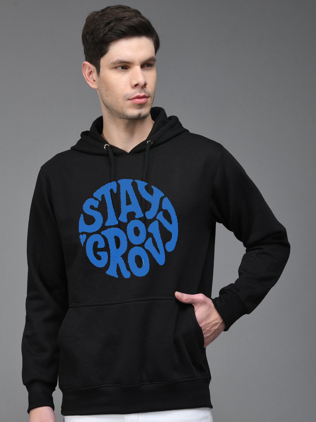 

The Modern Soul Typography Printed Hooded Pullover Sweatshirt, Black
