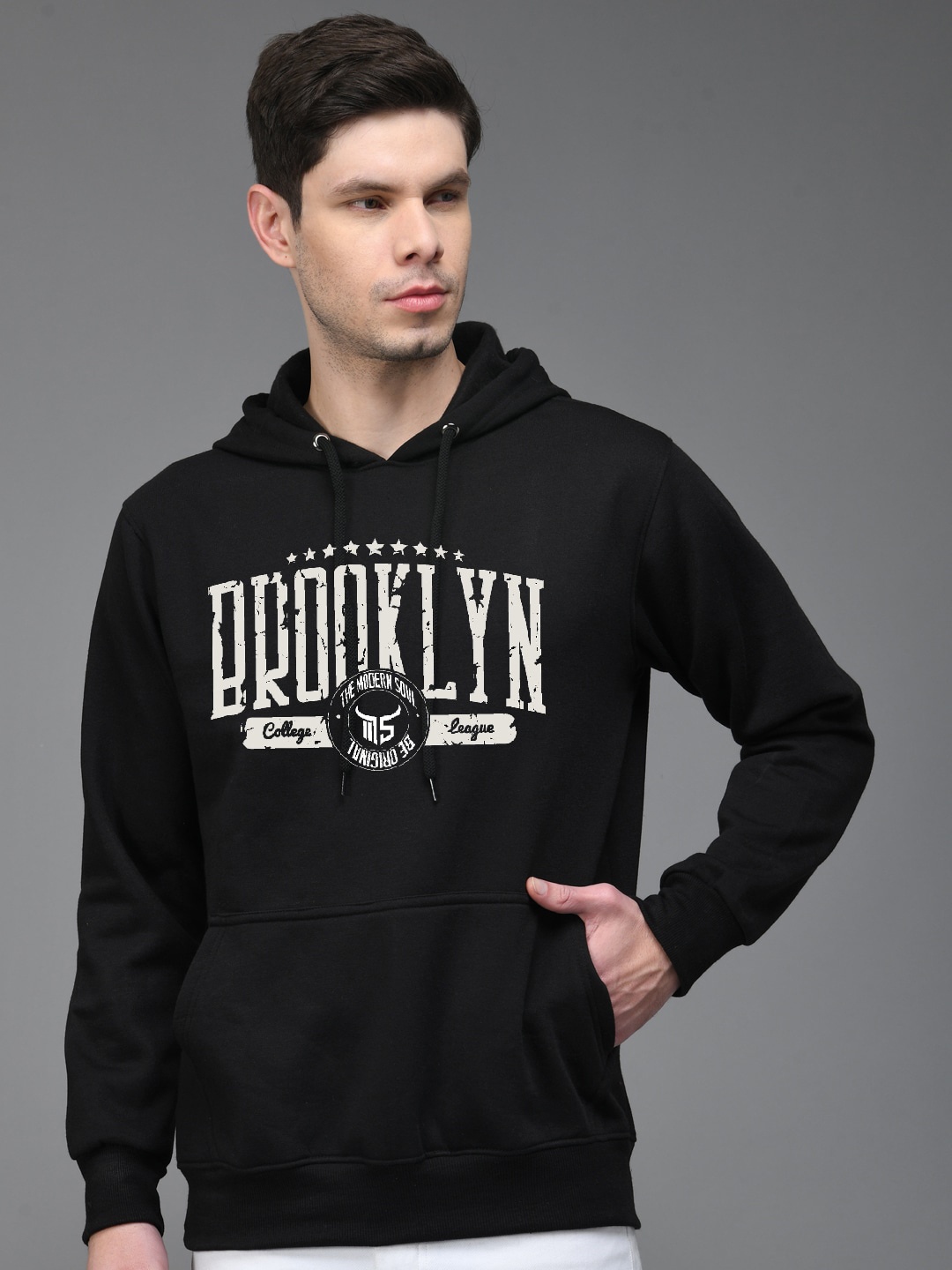 

The Modern Soul Typography Printed Hooded Pullover Sweatshirt, Black