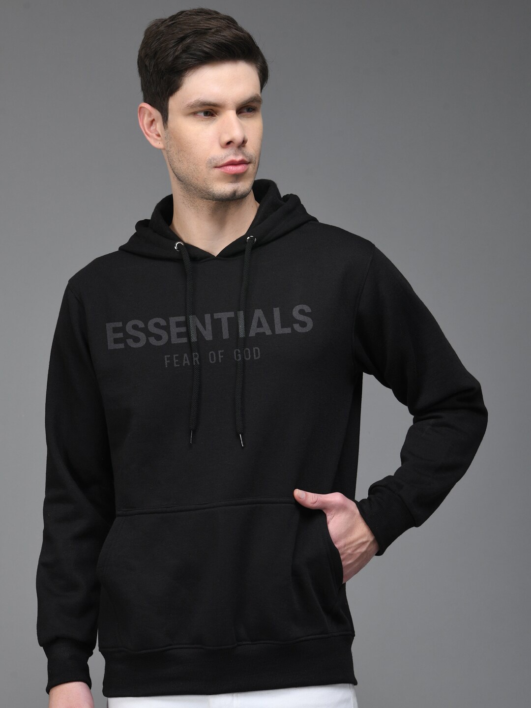 

The Modern Soul Typography Printed Hooded Pullover, Black
