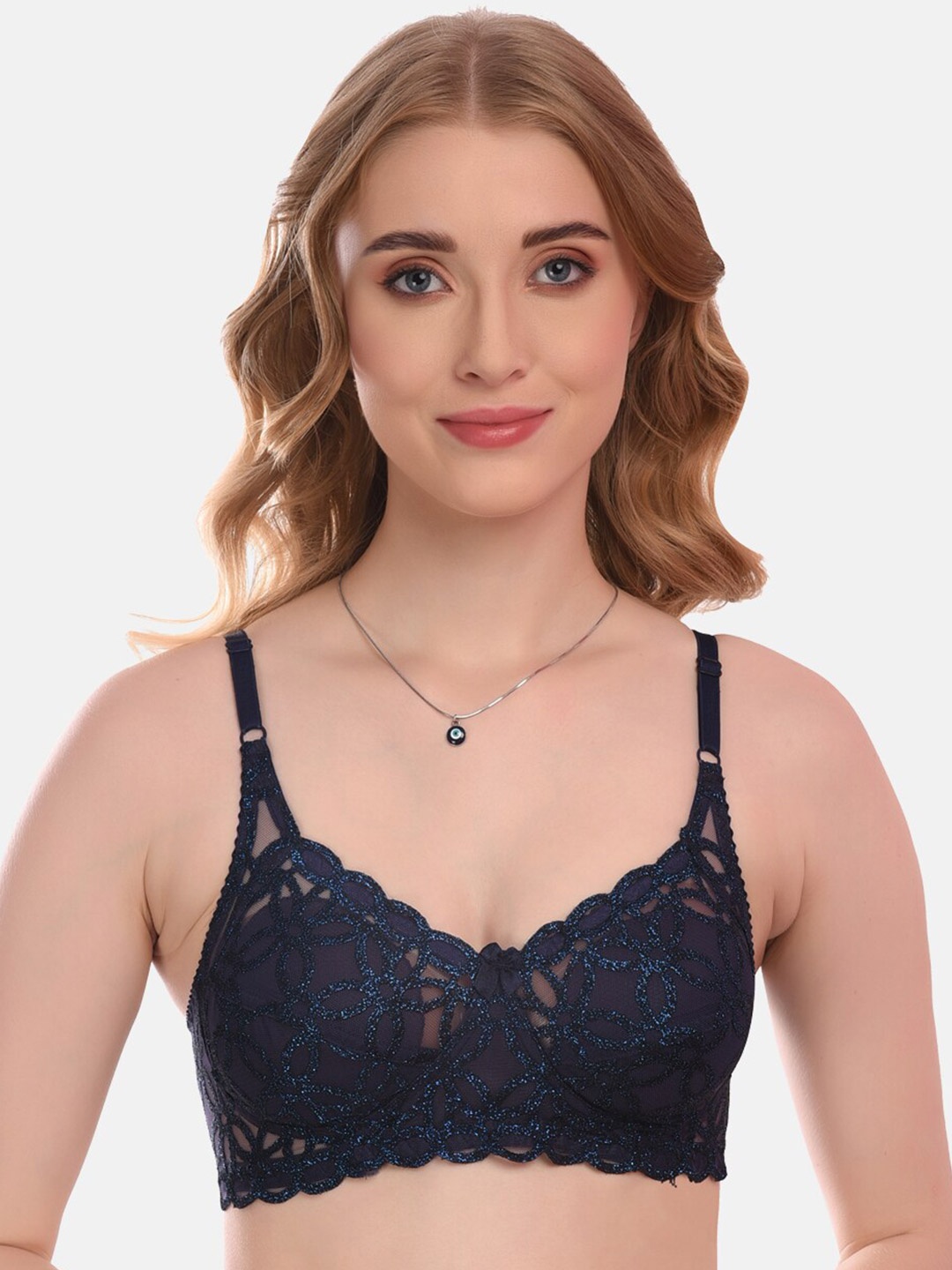 

LOTUSLEAF Non Padded Non-Wired Bra Full Coverage With All Day Comfort, Navy blue