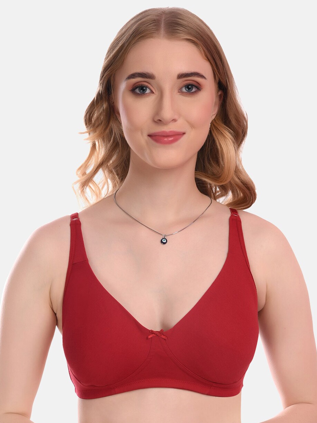 

LOTUSLEAF Non Padded Non-Wired Cotton Bra Full Coverage With All Day Comfort, Red