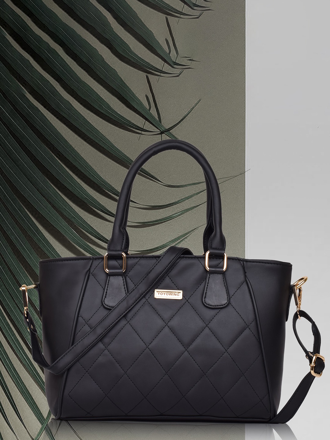 

YOYOWING Structured Handheld Bag with Quilted, Black