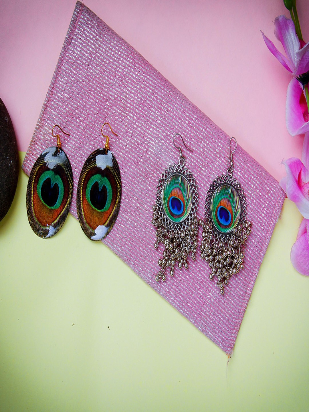 

Rang Gali Set Of 2 Silver-Plated Sterling Silver Contemporary Drop Earrings