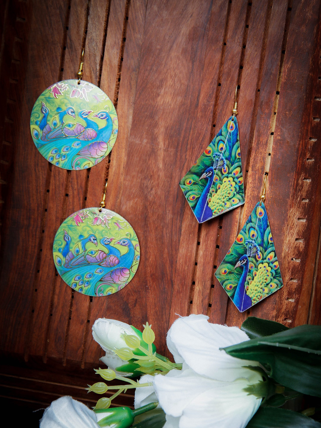 

Rang Gali Set Of 2 Geometric Shaped Drop Earrings, Blue