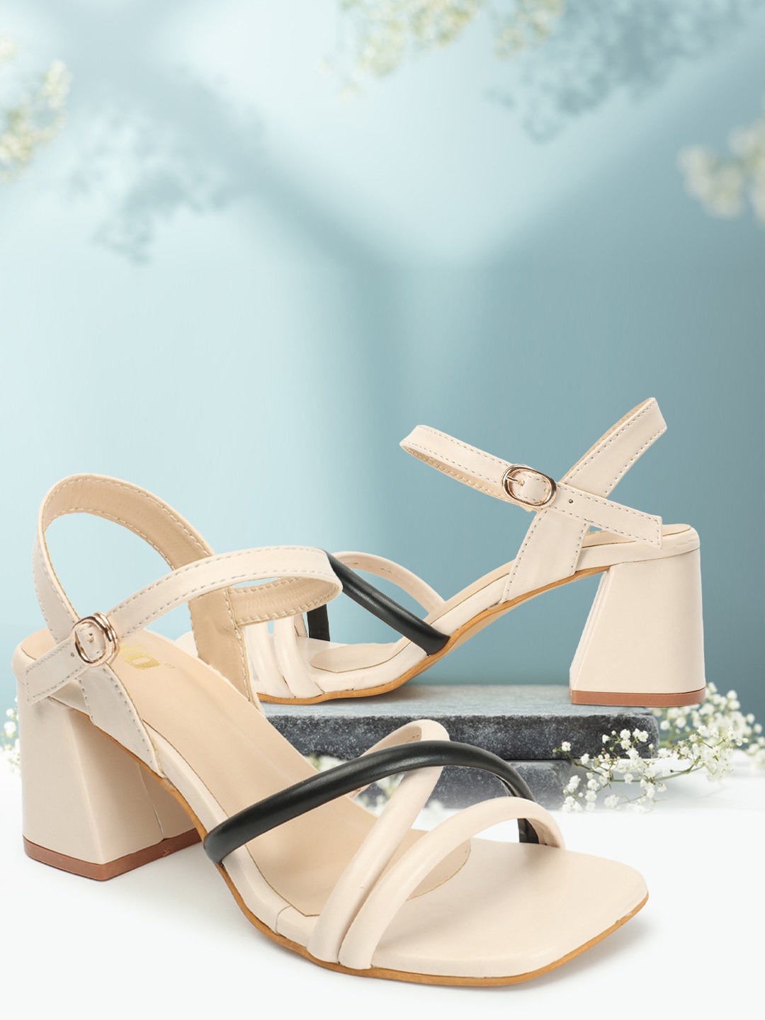 

Colo Strappy Open Toe Block Heels, Cream