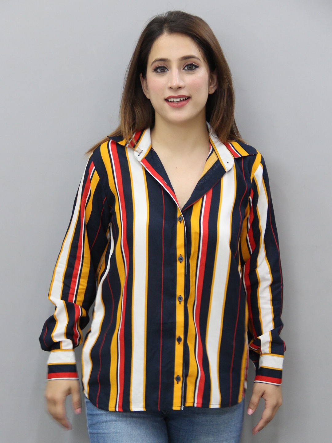 

CRAZEVILLA Striped Relaxed Regular Fit Cotton Casual Shirt, Black