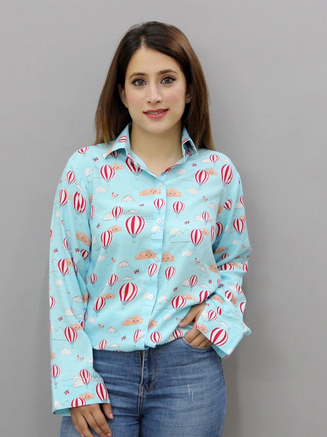 

CRAZEVILLA Conversational Printed Relaxed Regular Fit Cotton Casual Shirt, Blue