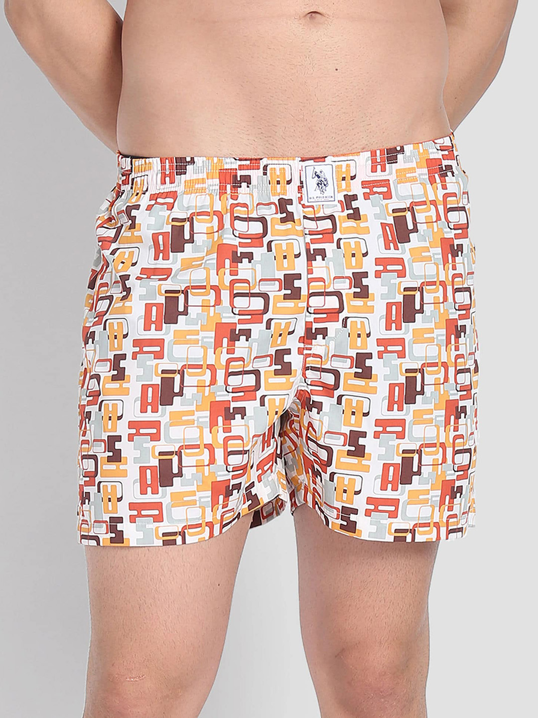 

U.S. Polo Assn. Geometric Printed Pure Cotton Boxers Z9IYAC-ABL-PR, White