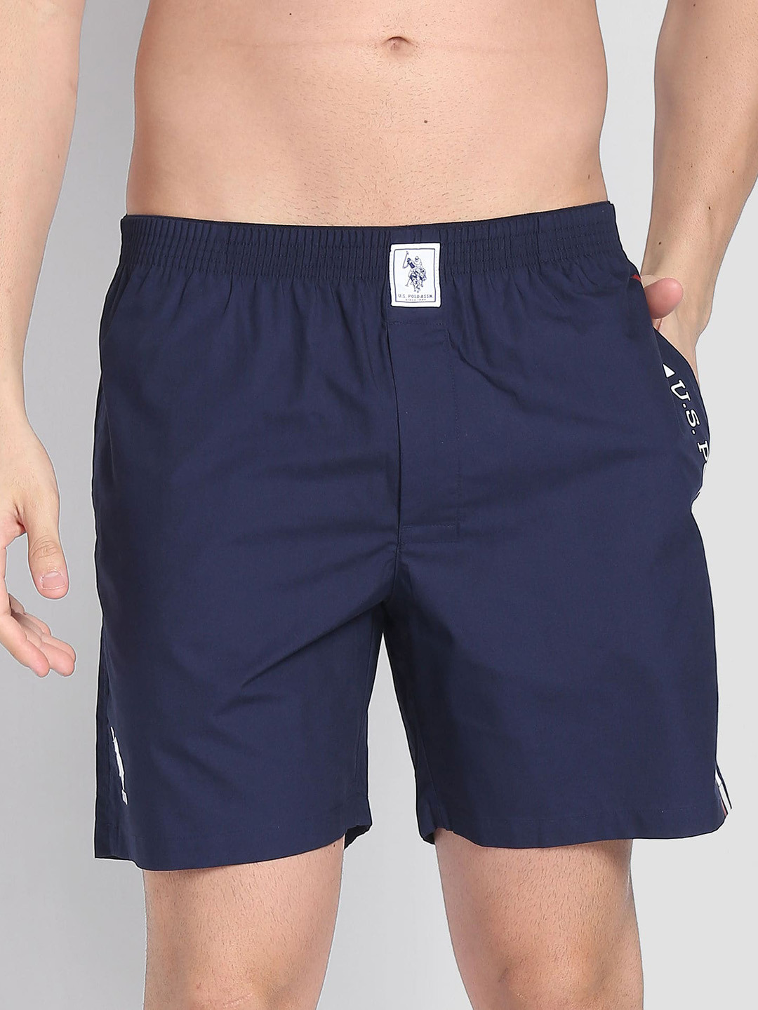 

U.S. Polo Assn. Pure Cotton Brand Detail Striped Boxers IYAX-195-PL, Navy blue