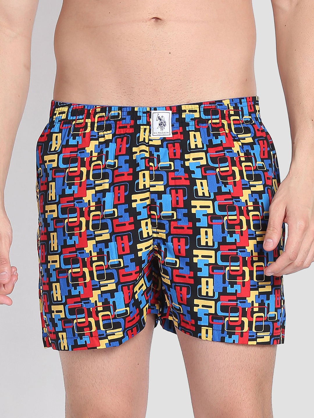 

U.S. Polo Assn. Printed Back Pocket Pure Cotton IYAC Boxers, Black