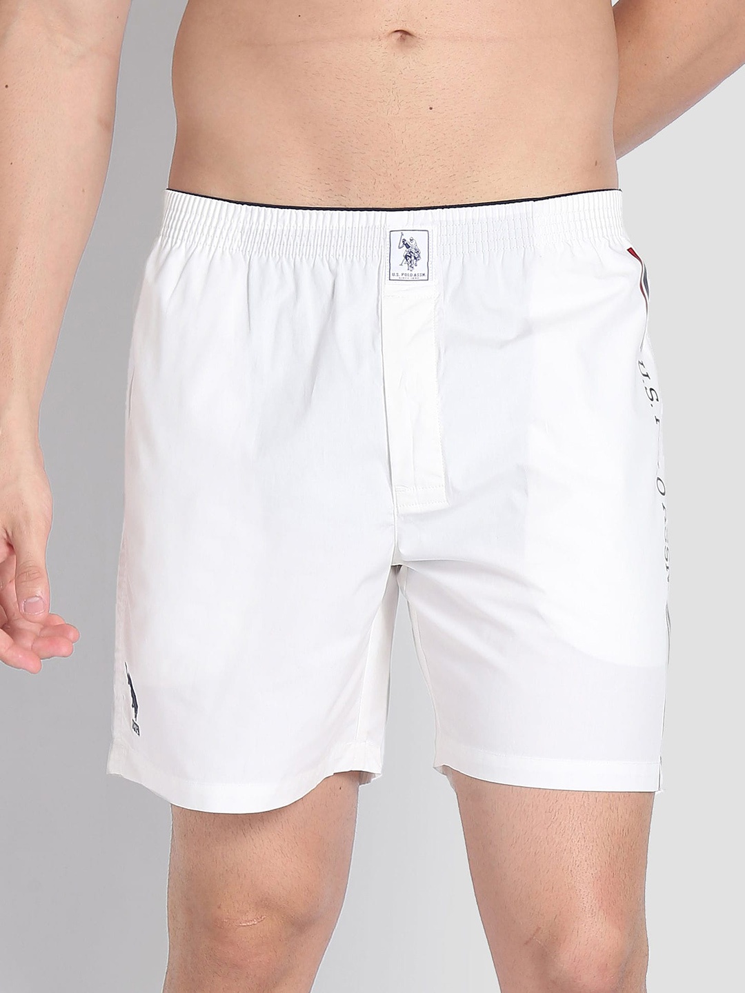 

U.S. Polo Assn. Pure Cotton Brand Detail Striped Boxers IYAX-001-PL, White