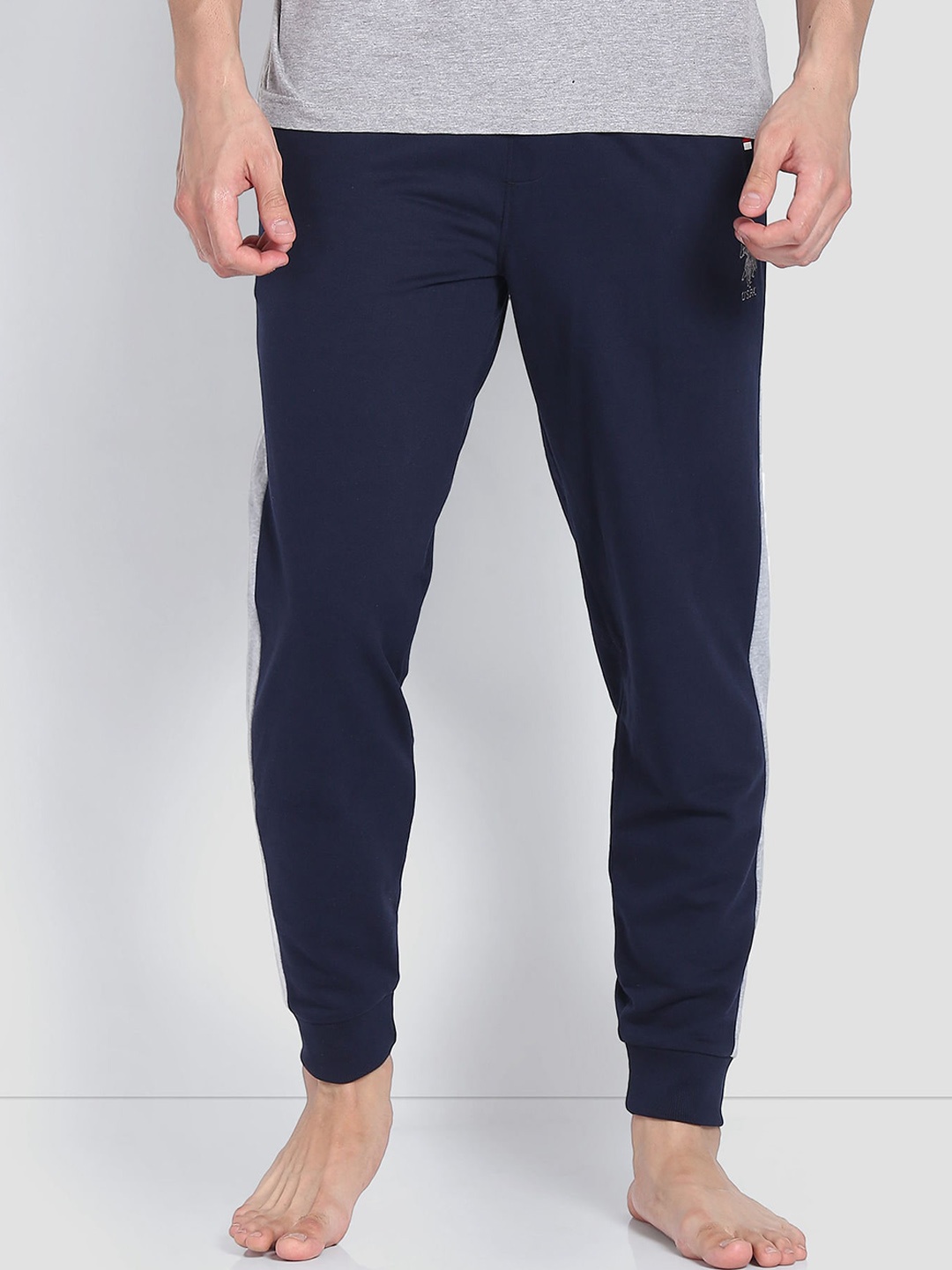 

U.S. Polo Assn. Men Contrast Panel Tapered OJ001 Lounge Joggers, Navy blue
