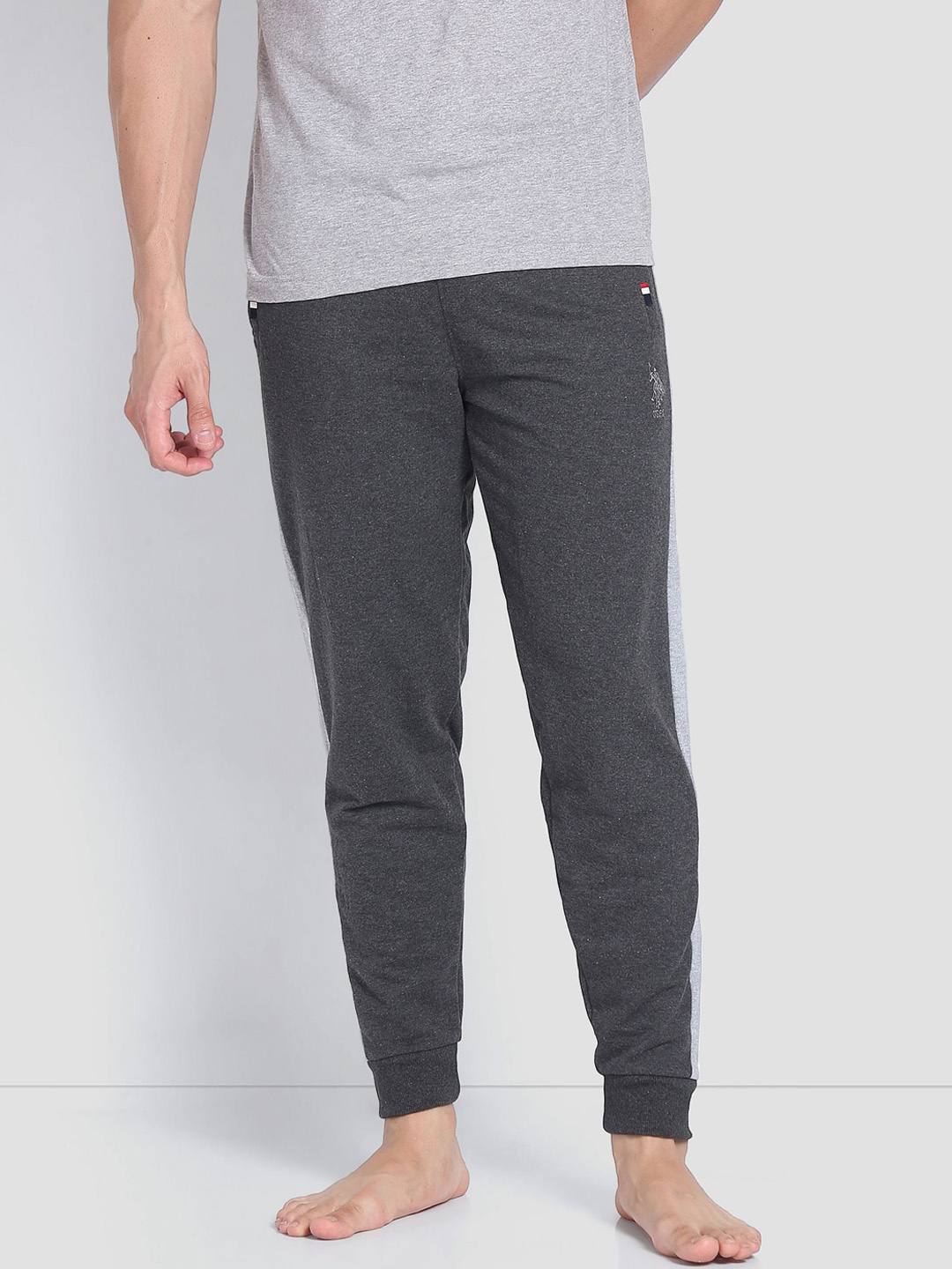 

U.S. Polo Assn. Men Contrast Panel Tapered OJ001 Lounge Joggers, Grey