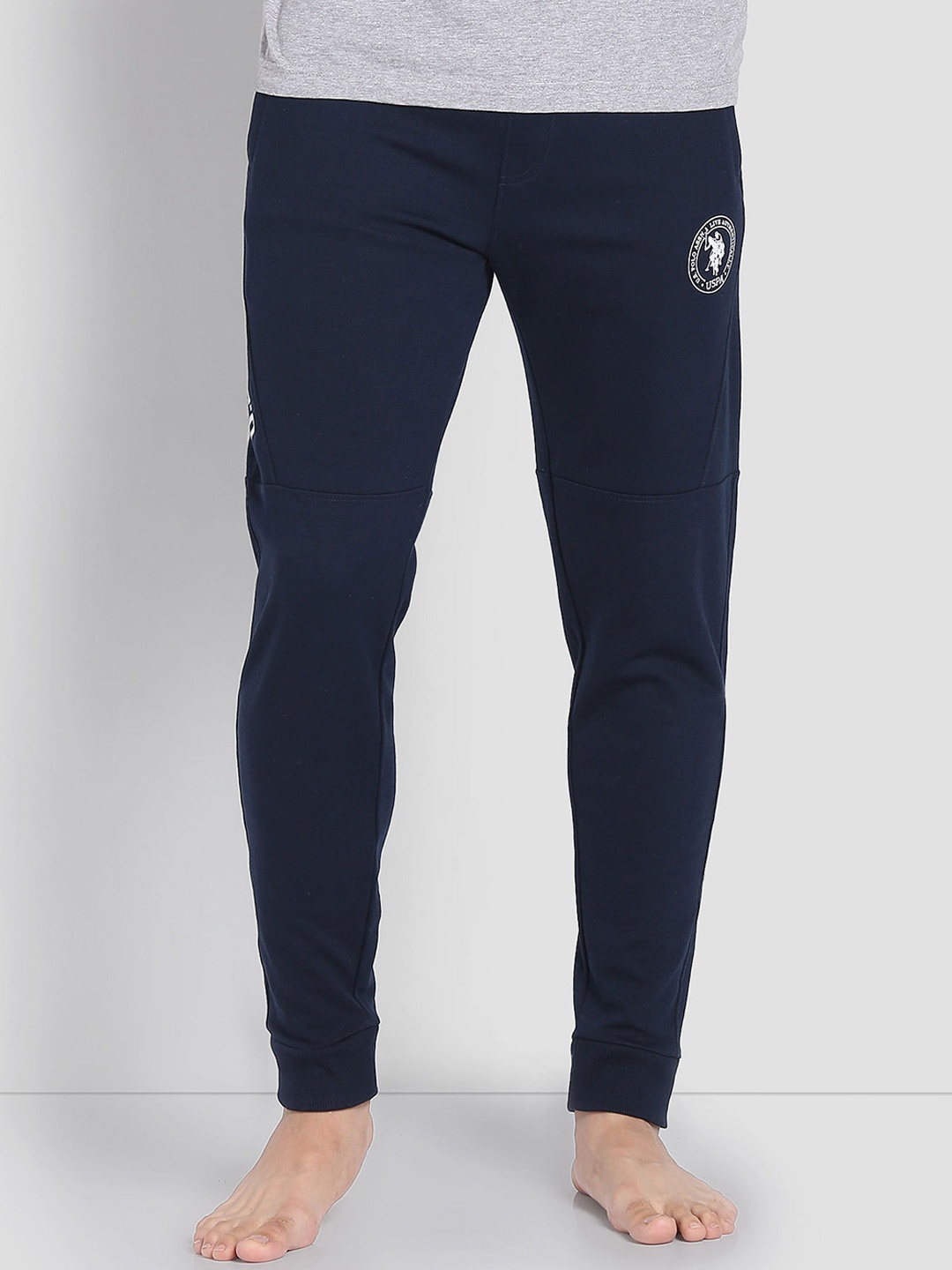 

U.S. Polo Assn. Men Mid Rise Cotton Stretch LJ003 Joggers, Navy blue