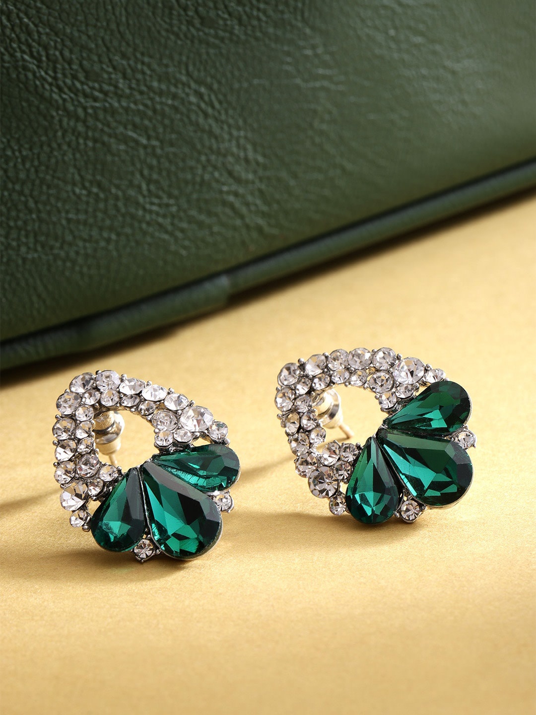 

DressBerry Green Silver-Plated Contemporary Stud Earrings