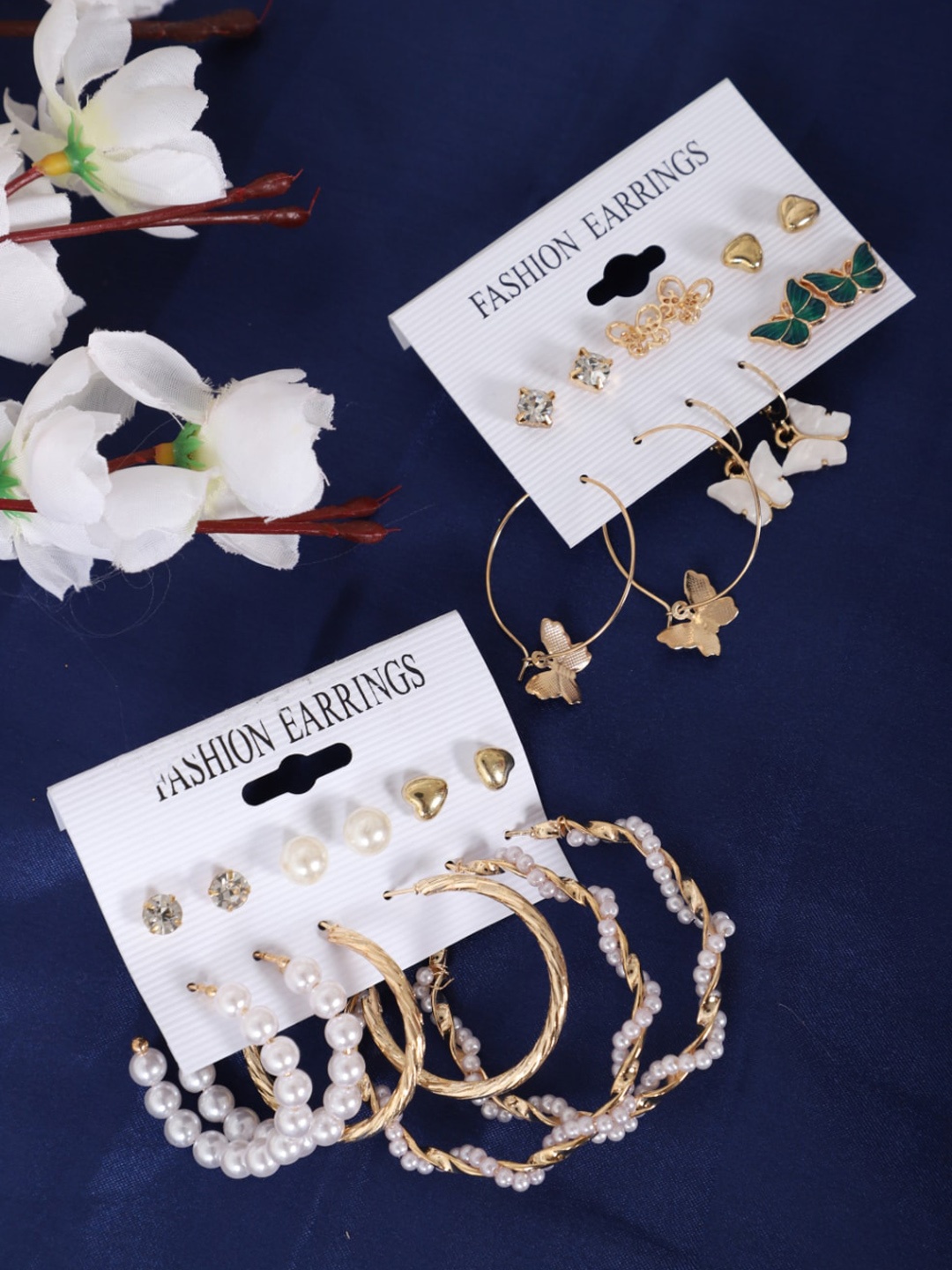 

DressBerry Set Of 12 Gold-Plated Contemporary Hoop Earrings
