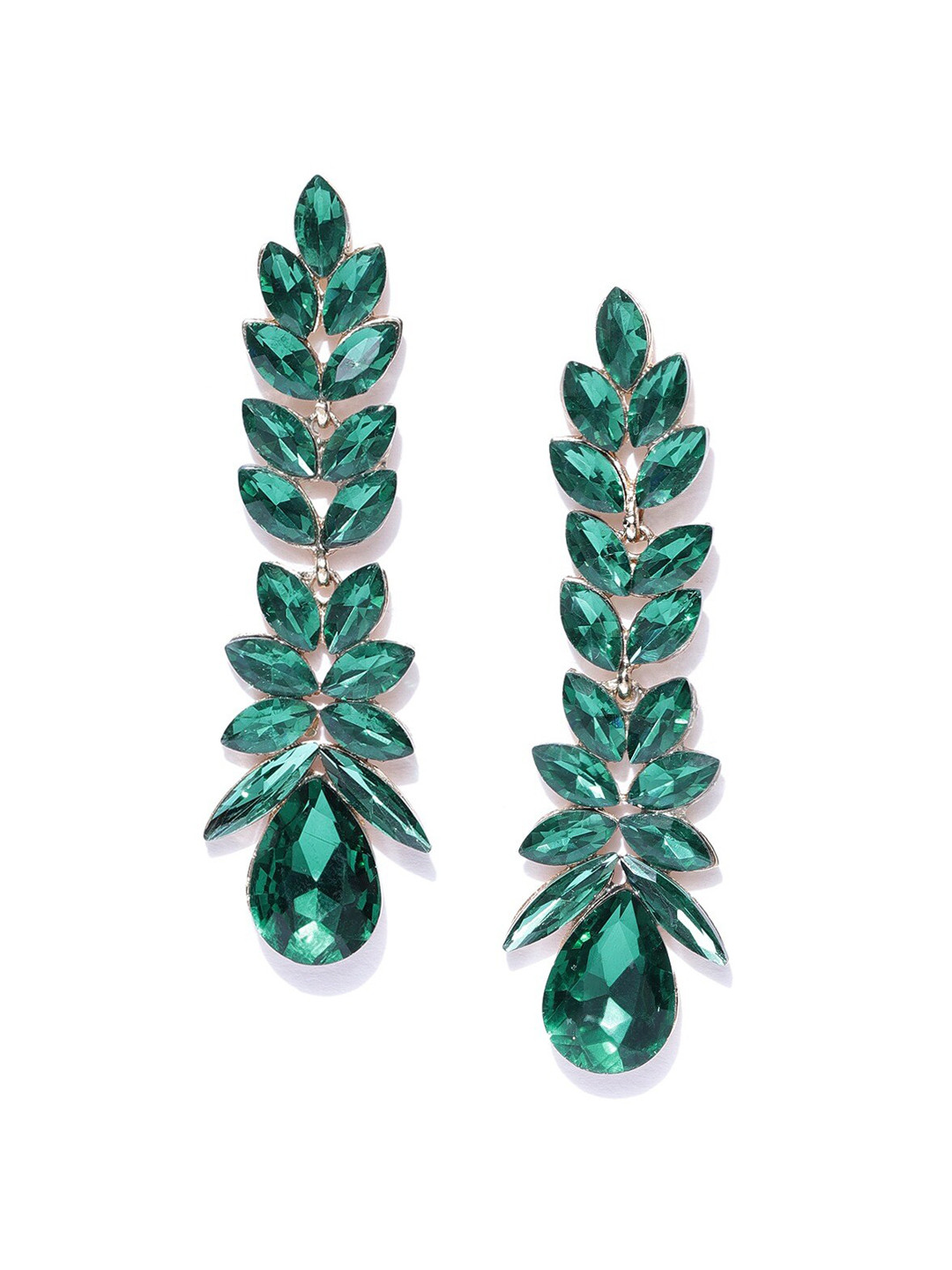 

DressBerry Green Gold-Plated Contemporary Drop Earrings