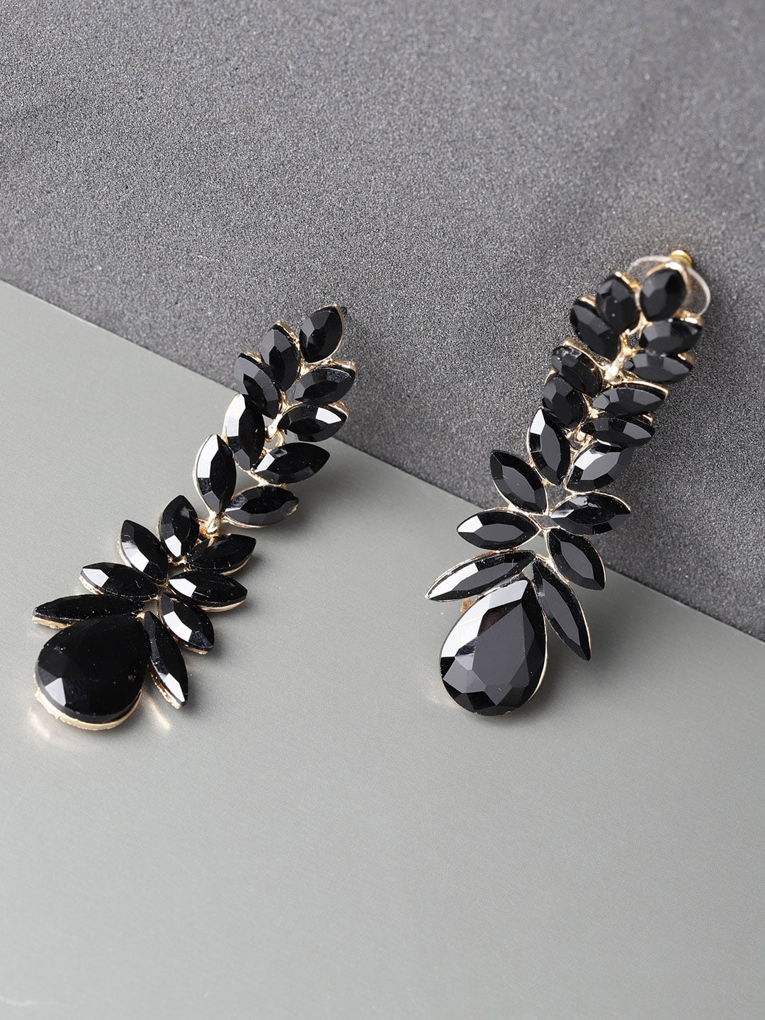 

DressBerry Gold-Plated Contemporary Drop Earrings, Black