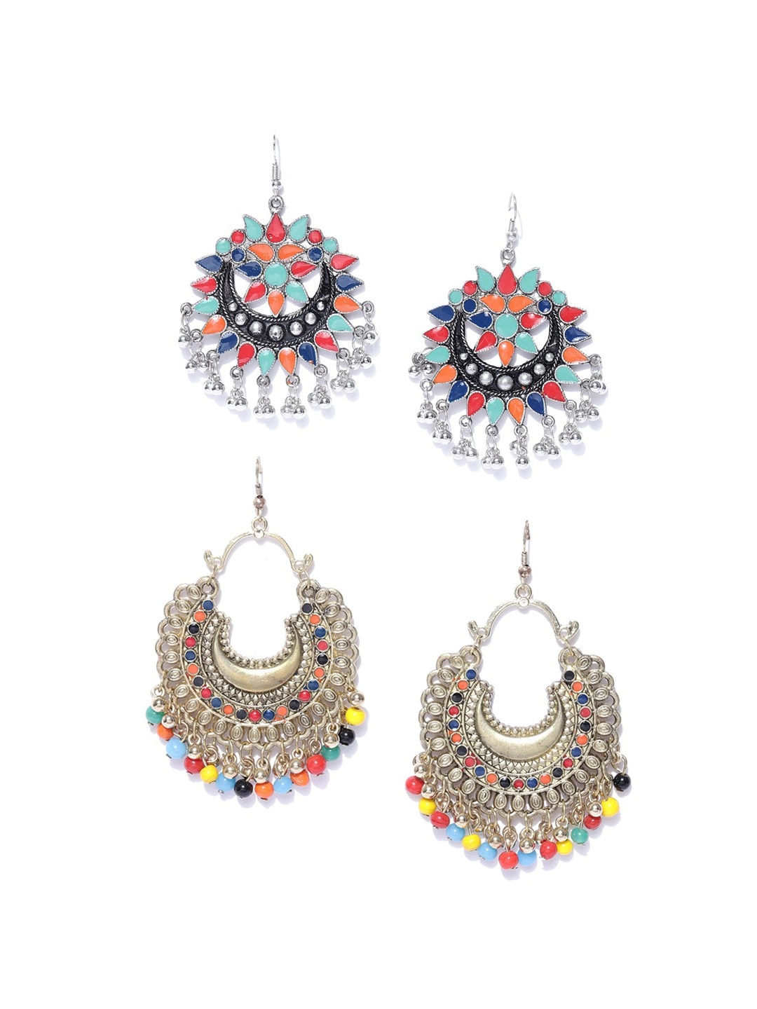 

DressBerry Set Of 2 Contemporary Chandbalis, Silver