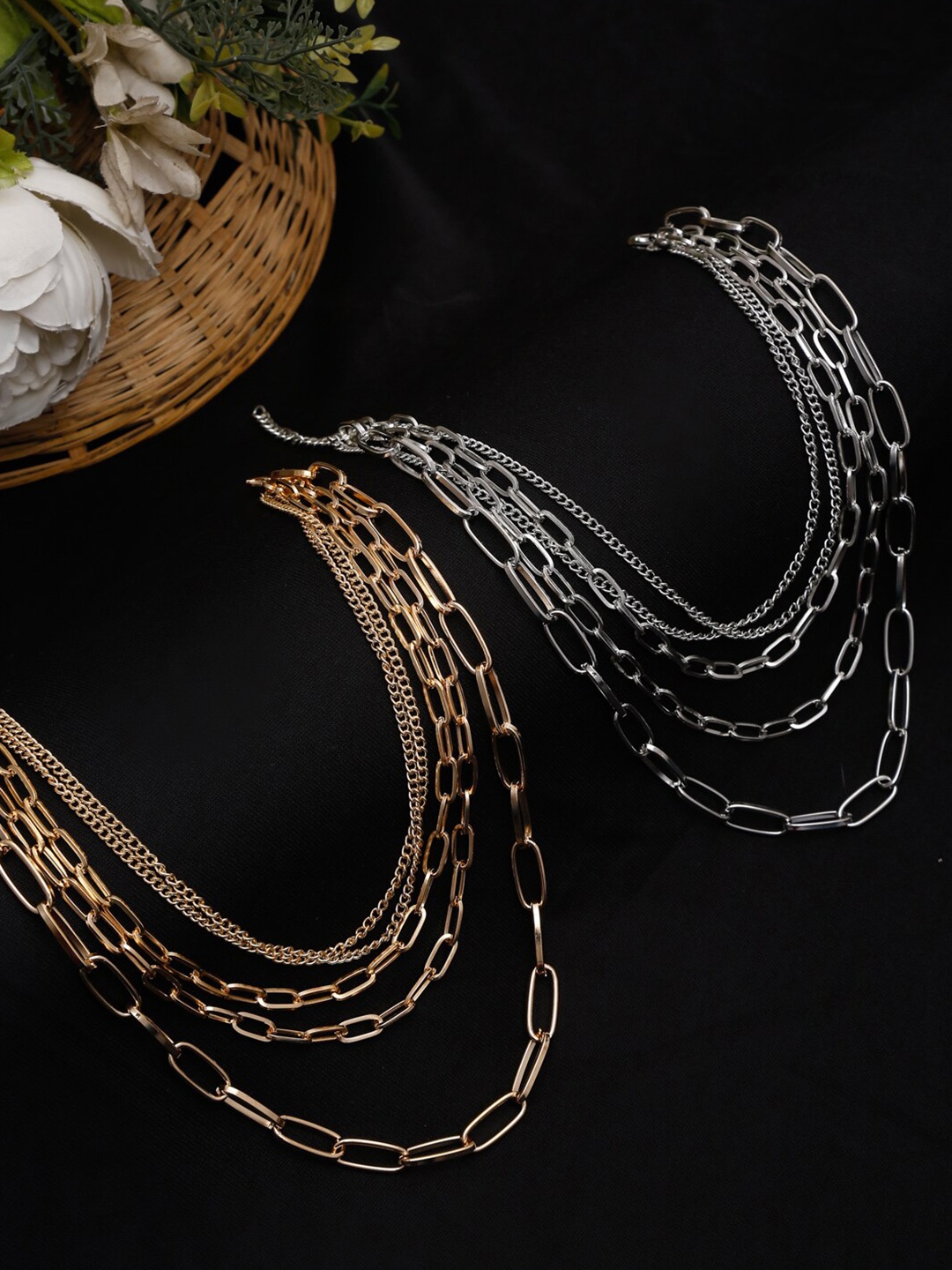 

DressBerry Set Of 2 Layer Chain, Silver