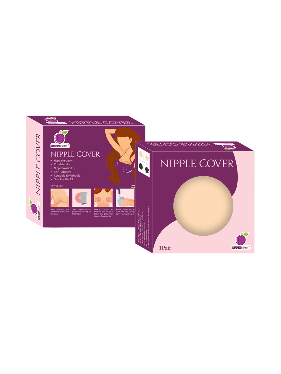 

PLUMBURY Reusable Adhesive Stick-On Breast Petals, Beige