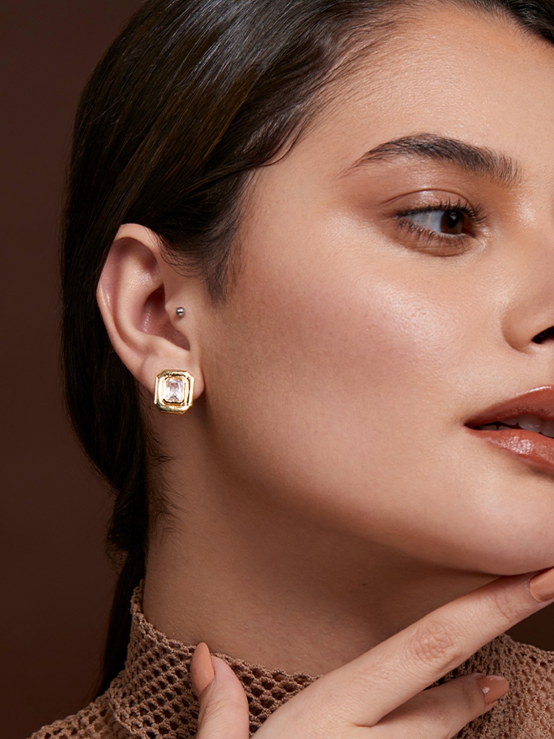 

MINUTIAE Gold-Plated Geometric Studs Earrings