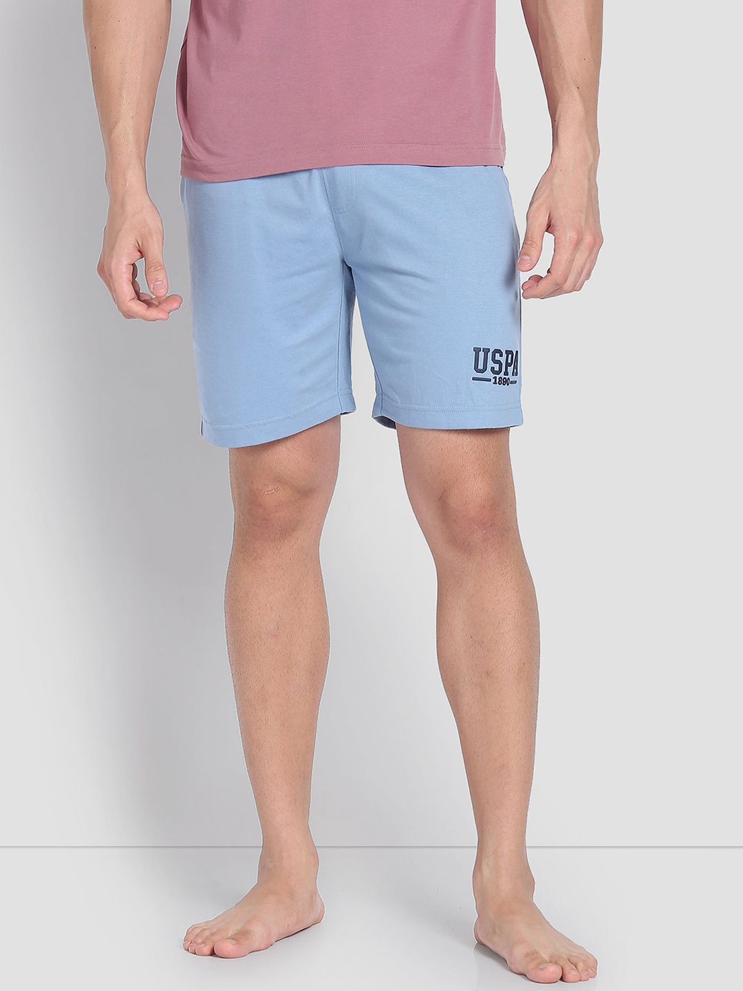 

U.S. Polo Assn. Men Mid Rise Cotton Lounge Shorts, Blue