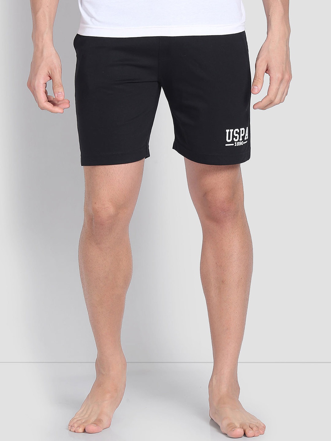 

U.S. Polo Assn. Men Mid Rise Cotton Lounge Shorts, Black