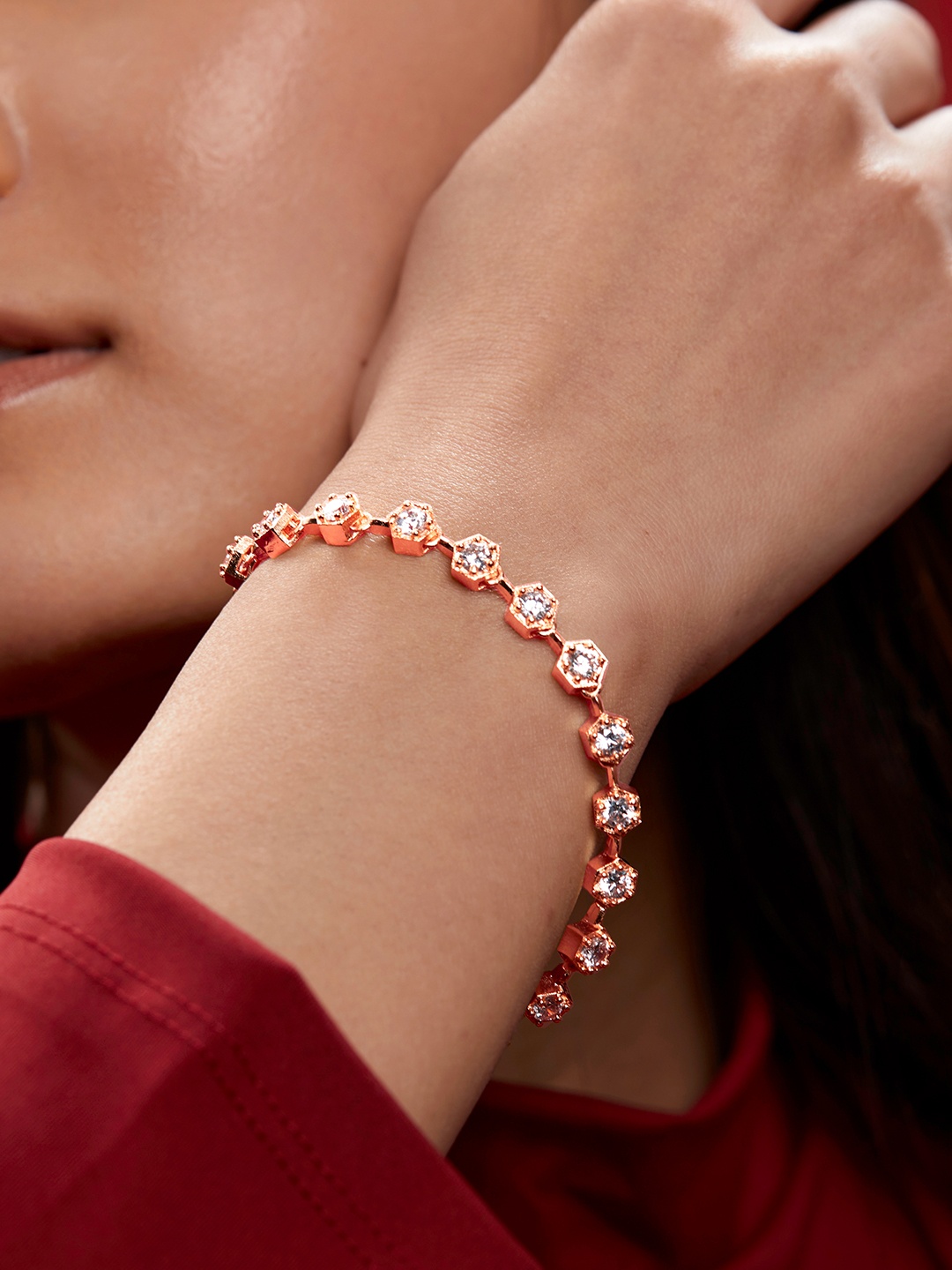 

MINUTIAE Rose Gold-Plated Crystals Link Bracelet