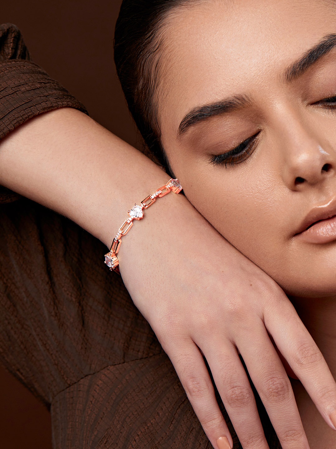 

MINUTIAE Rose Gold-Plated Crystals Link Bracelet
