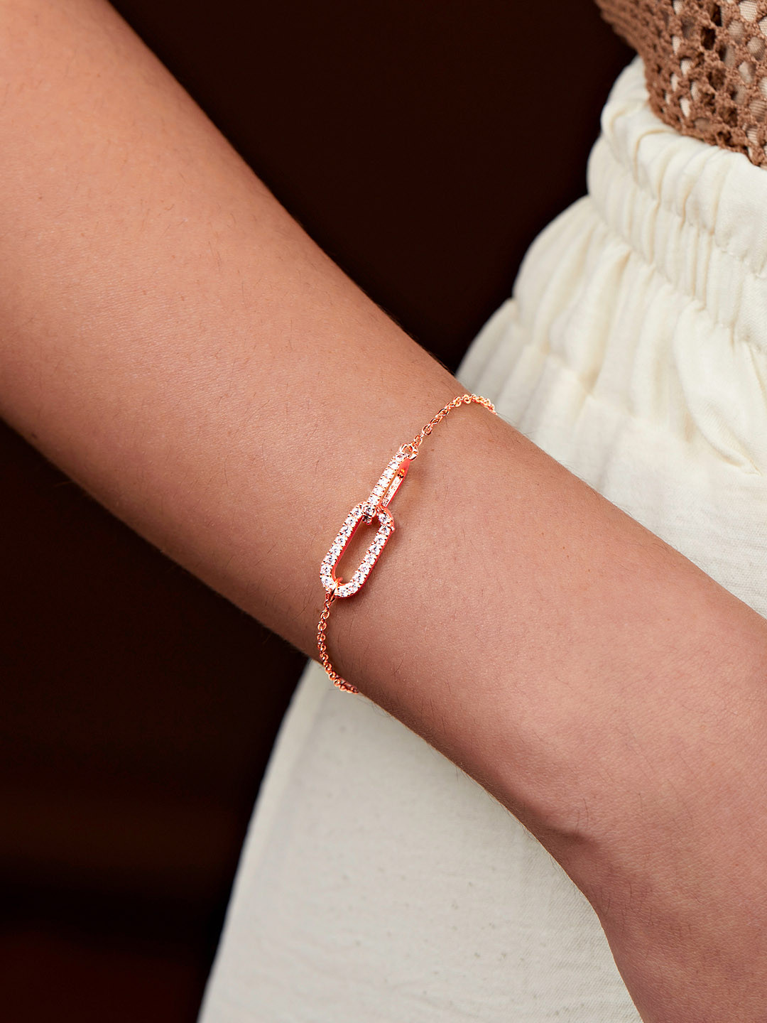 

MINUTIAE Brass Rose Gold-Plated Link Bracelet