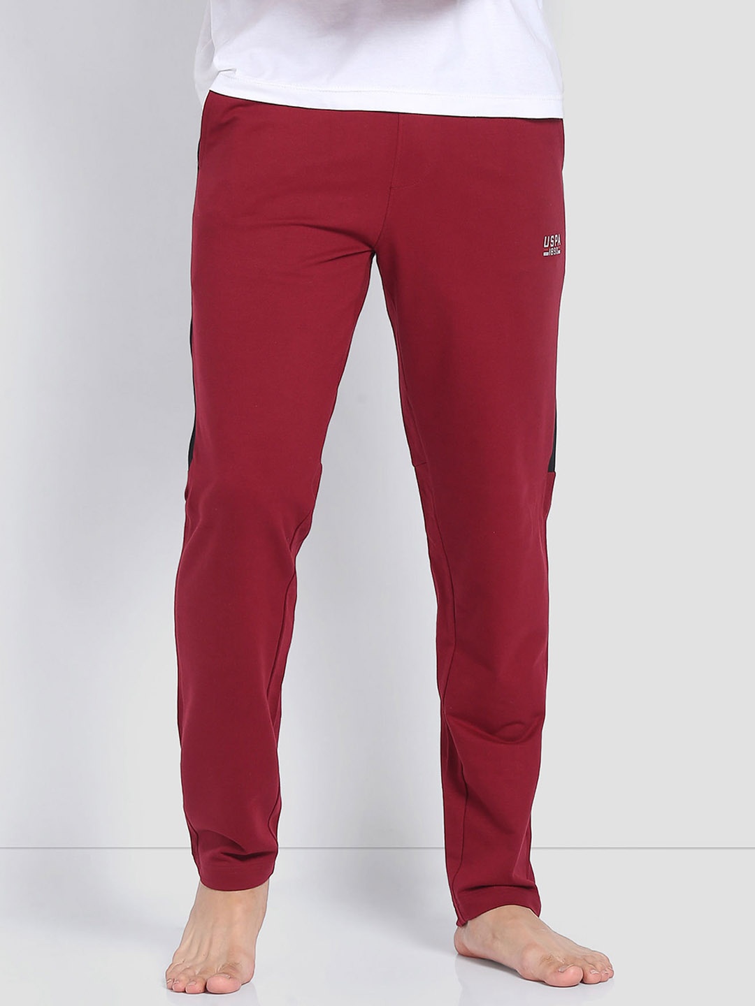 

U.S. Polo Assn. Men Solid Cotton Track Pants, Maroon