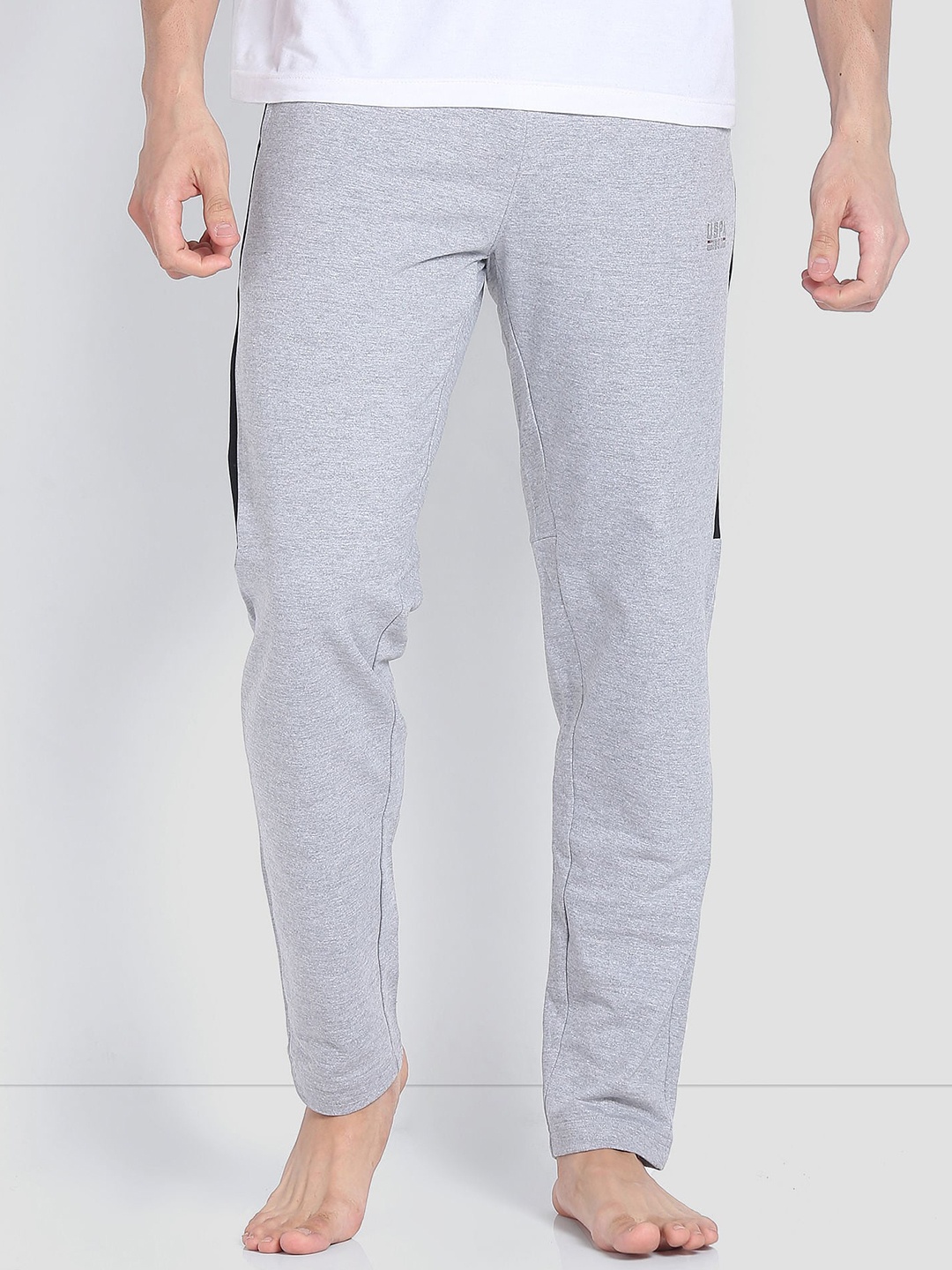 

U.S. Polo Assn. Men Pure Cotton Mid-Rise Lounge Pants, Grey