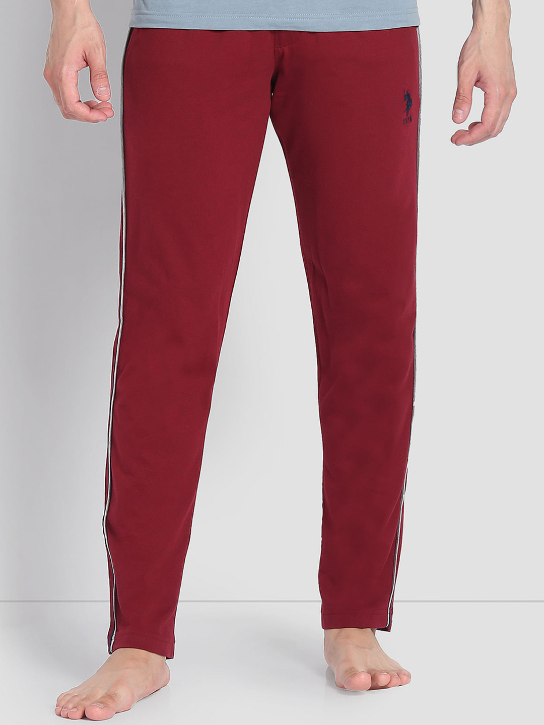 

U.S. Polo Assn. Men Mid Rise Lounge Track Pants, Maroon