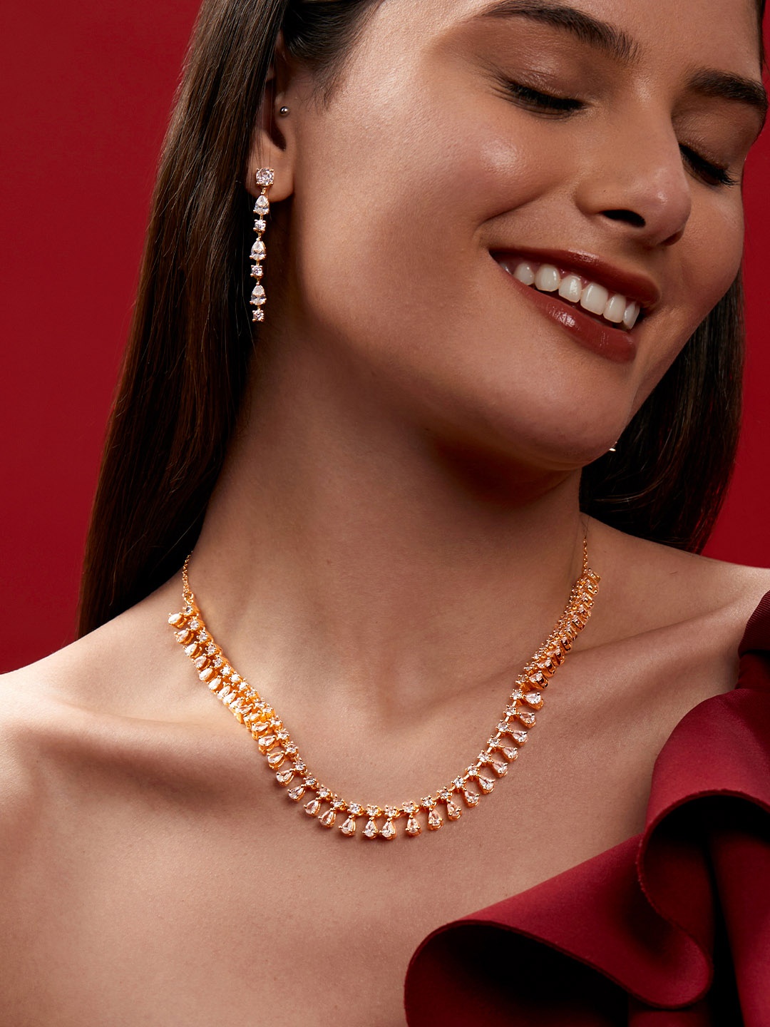 

MINUTIAE Gold-Plated Crystals-Studded Jewellery Set