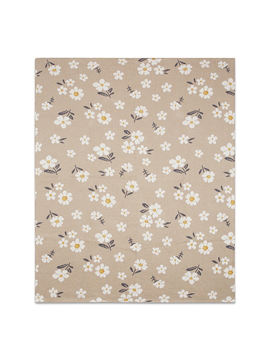 

haus & kinder Beige & White Floral Cotton AC Room Single Bed Blanket
