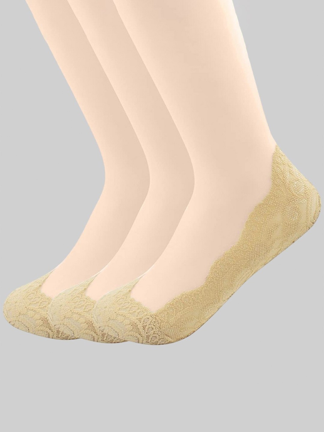 

PLUMBURY Women Pack Of 3 Anti-Skid Shoe Liner Socks, Beige