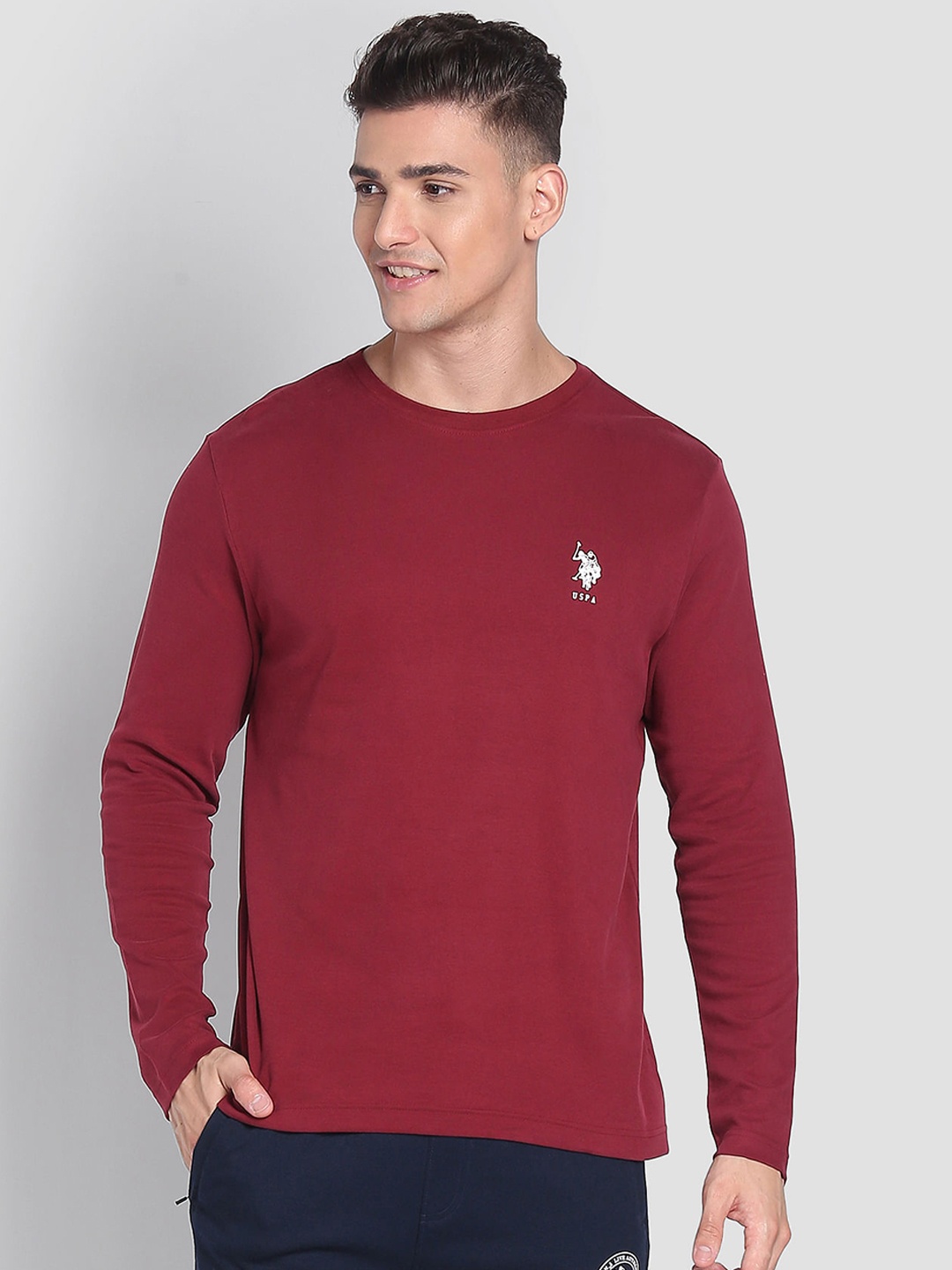 

U.S. Polo Assn. Pure Cotton Long Sleeves LE006 Lounge T-Shirt, Maroon